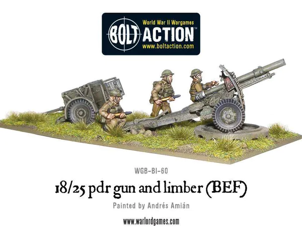 Hovedbilde British BEF 18/25PDR Gun And Limber (Warlord)