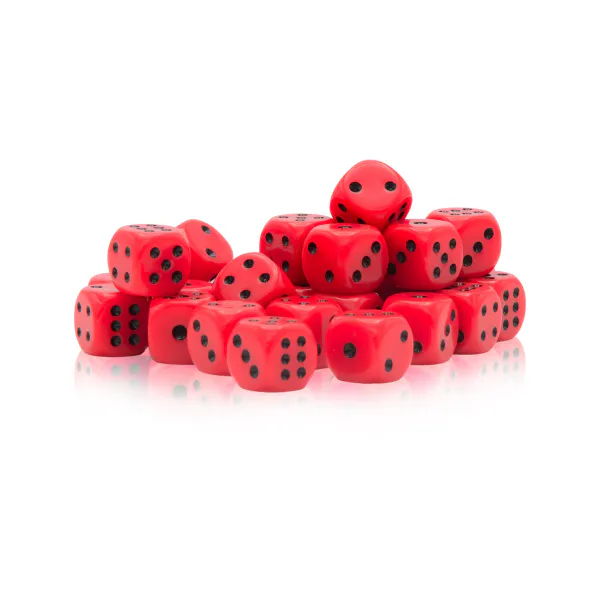 Hovedbilde 30 Red with BLACK Pips 10mm D6 (Warlord)