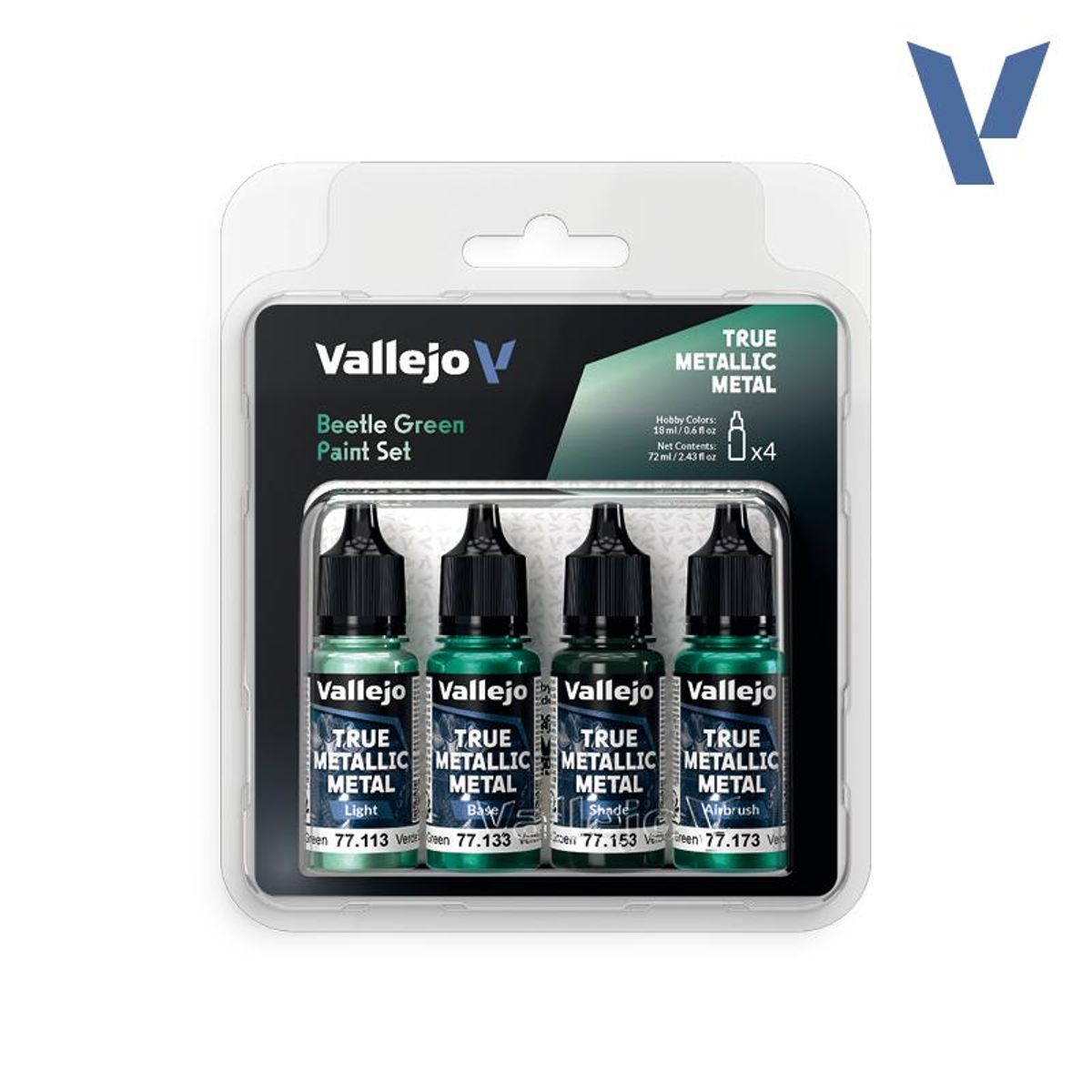 Vallejo True Metallic Metal - Beetle Green Paint Set